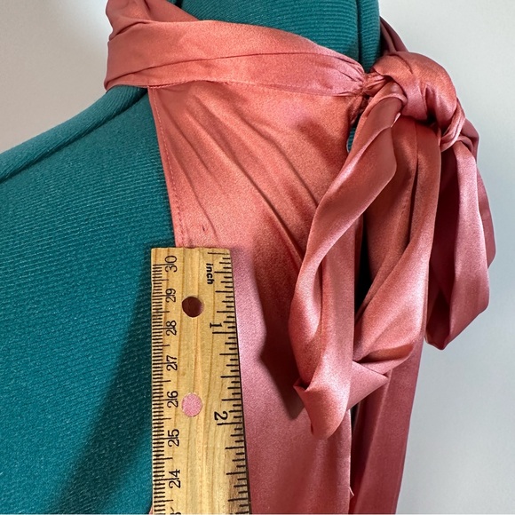 Ramy Brook Lori Silk High Neck Bow Halter Blouse in Deep Blush - Size Large - Picture 14 of 14
